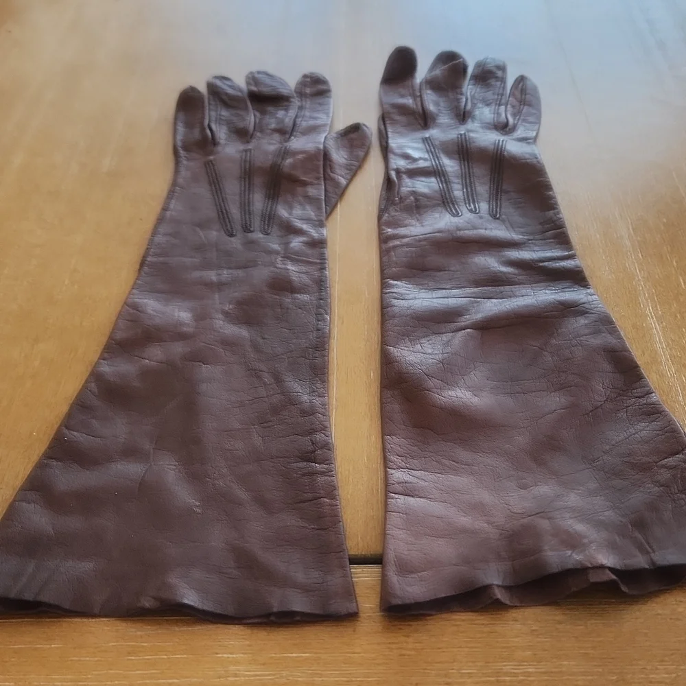 VINTAGE REAL KID LEATHER GLOVES.  MADE FOR A & S - Picture 8 of 12